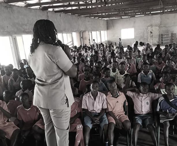 E-WIN president speaking with students